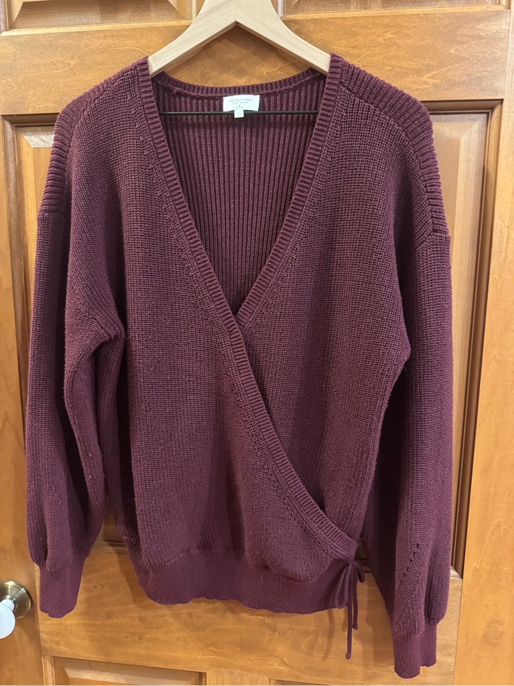 Gentle Fawn Wrap V-Neck Sweater - Wine